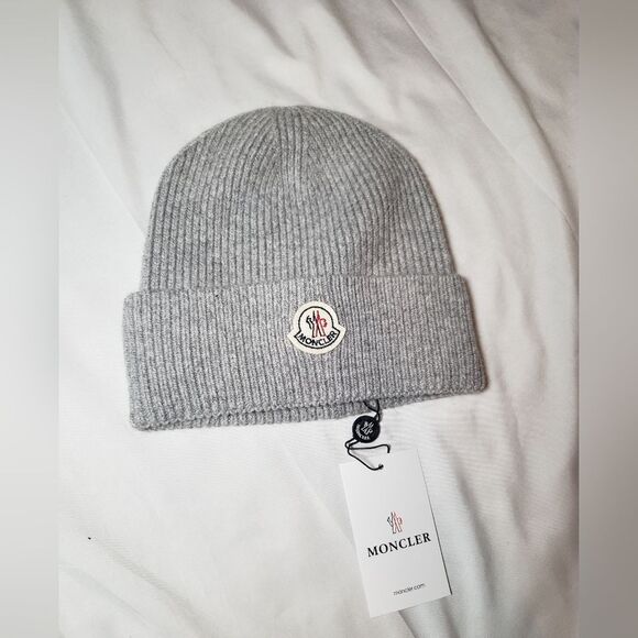 Moncler Light Gray Knit Beanie - Picture 1 of 2